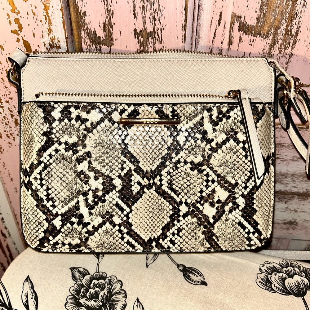 Aldo off White and Black Snake Pattern Crossbody Bag